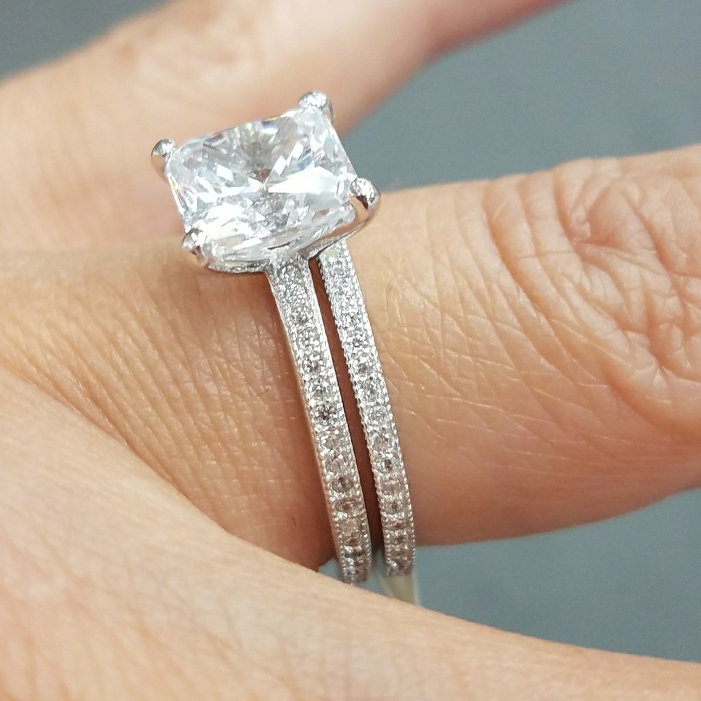 Sterling silver Eternity Engagement Ring & Band - Picture 2 of 8